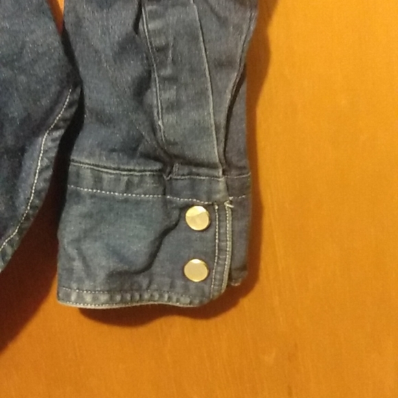 Denim MOP Snap Up Size Medium Moreno Martini Da Firenze Blouse Top Jean 34 Bust - Picture 5 of 6
